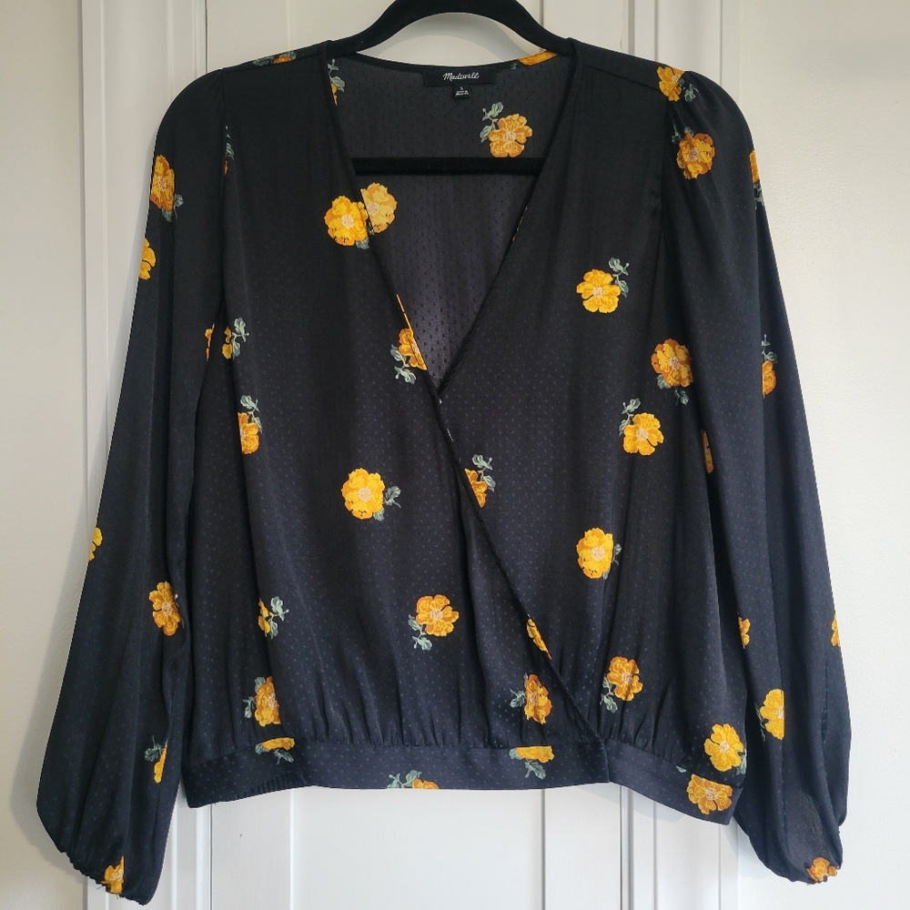Madewell Bubble-Sleeve Wrap Top in Floating Florets